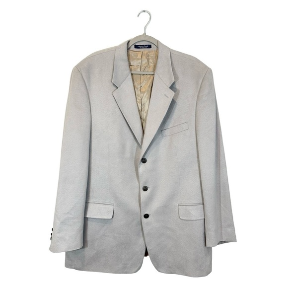 Brandini Gray Blazer Faux Suede Microfiber Three Button Jacket Size 46 [B35#68] - Picture 1 of 14